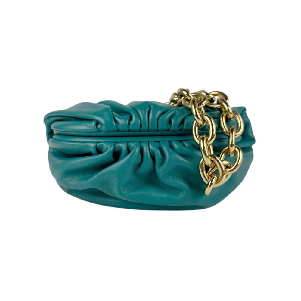 Bottega Veneta The Chain Pouch Shoulder Bag Leather Metal Green